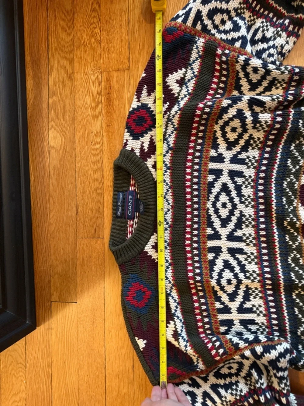 Gant Men's Fair Isle Sweater in Burgundy, Navy, Cream, and Olive - Picture 4 of 9